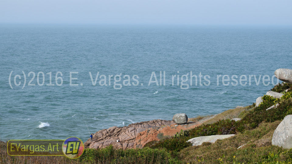 beautiful seacoast waves seen from land, daylight