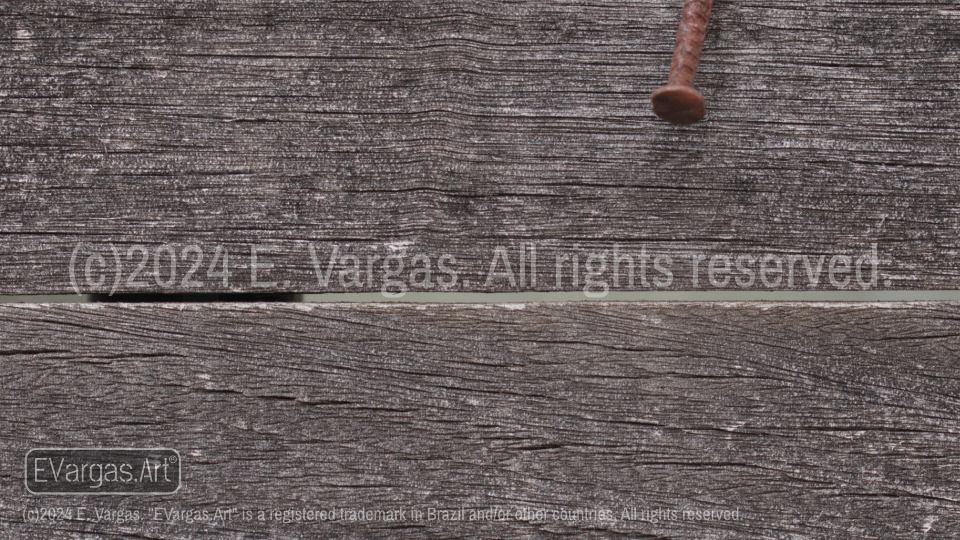 close-up of horizontal wood planks on the wall, rusty nail, outdoors, day, sunlight, urban, street,