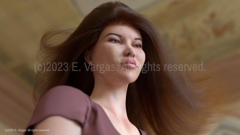 closeup of a woman with long hair, indoors