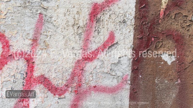 street wall, urban, brown, red, white, graffiti, wall texture, day, outdoors, close-up